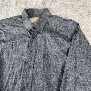 Panhandle Performance Shirt Mens XL Black Paisley Tuf Cooper Western Barn Cowboy